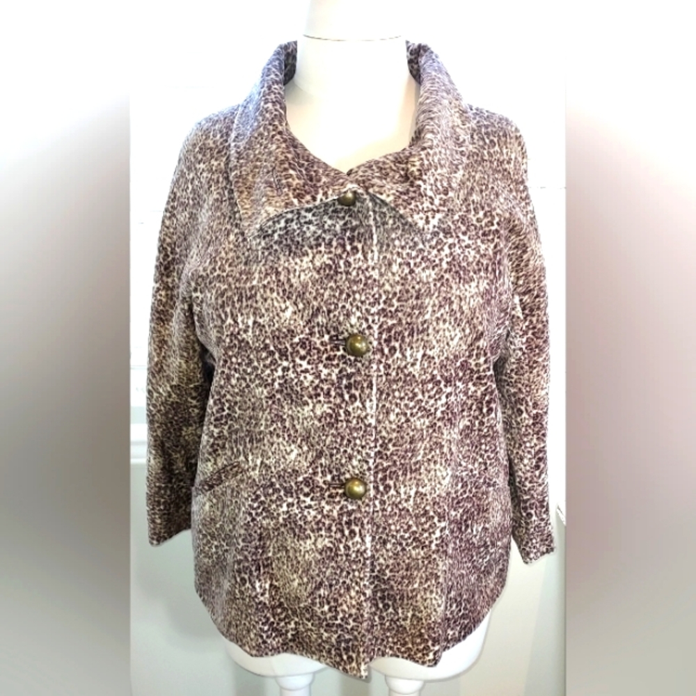 Talbots Woman Animal Print Lined Button Down Blazer/Dressy Jacket NWT